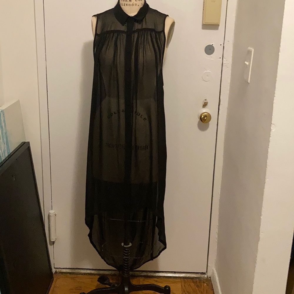 Topshop black chiffon tunic for layering sz 10